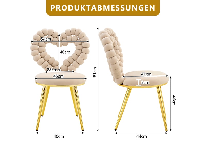 Lot de 2 chaises de salle à manger,44x54x81 cm,velours,beige clair - Conforama C