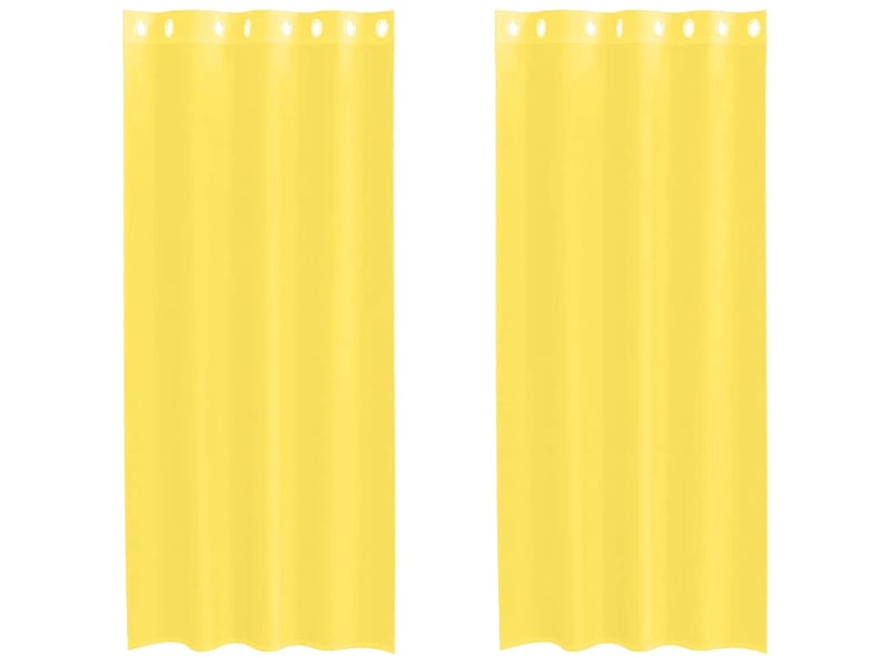 Lot de 2 rideaux en voile, voilages avec œillets jaune cf44369 - Conforama A