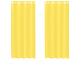 Lot de 2 rideaux en voile, voilages avec œillets jaune cf44369