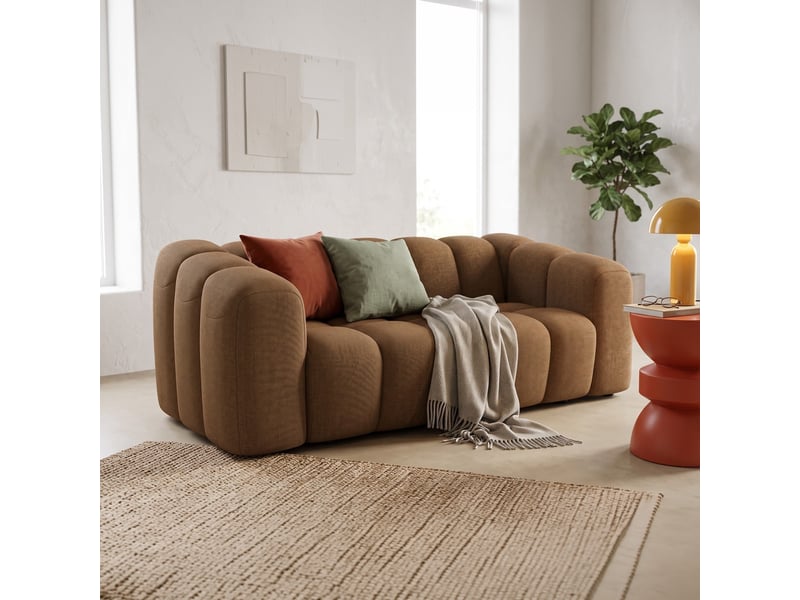  Canapé capitonné 3 places en tissu chenille moka - belleville Belleville - Conforama B