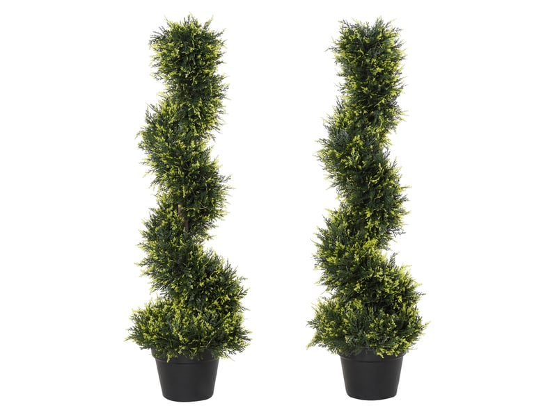  Plante artificielle en spirale, cèdre spiralé avec pot, 90 cm, cèdre artificiel pour décoration intérieure et extérieure, vert  - Conforama B