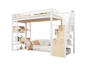 Lit mezzanine 90x200 cm OKWISH coloris blanc