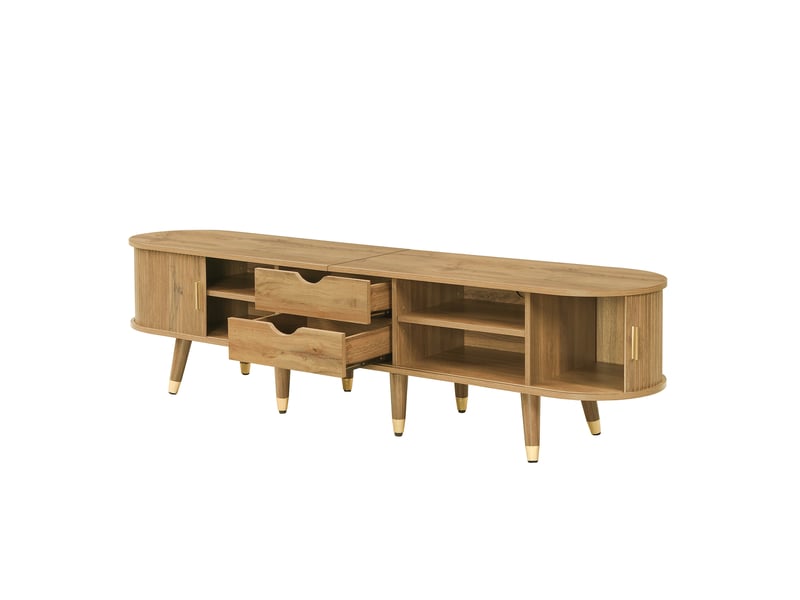  Meuble tv avec portes coulissantes, 175 cm, effet bois  - Conforama B