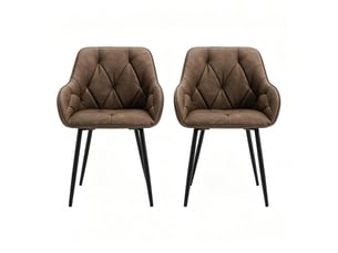 Lot de 2 chaises de salle à manger en similicuir marron foncé