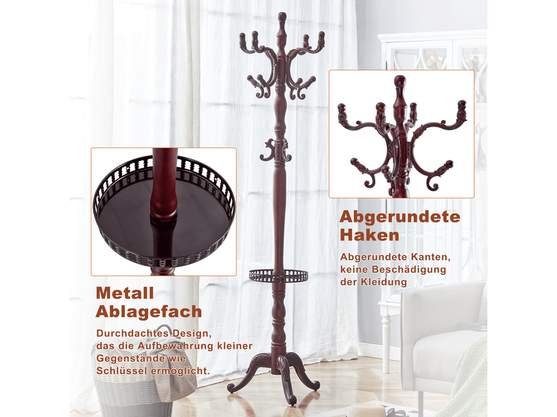  Porte-manteau sur pied en bois massif et acier coloris noyer h 195 cm W3658P379588 - Conforama E