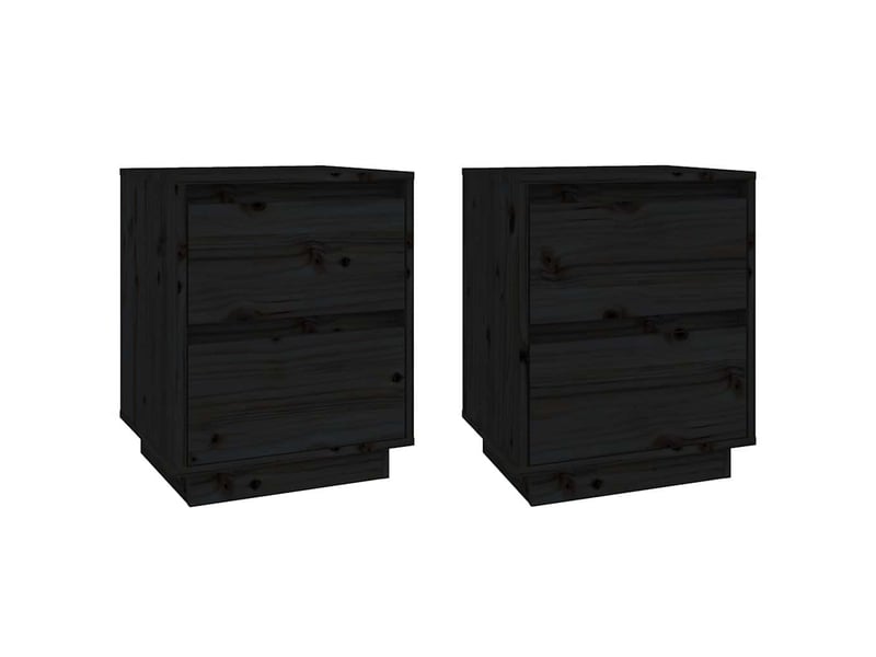  Lot de 2 tables de chevet - cabinet de chevet - table de nuit noir 40x35x50 cm bois de pin solide  - Conforama A