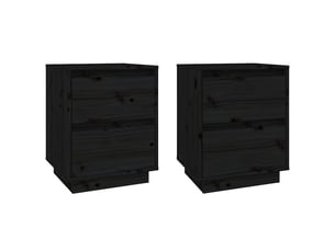 Lot de 2 tables de chevet - cabinet de chevet - table de nuit noir 40x35x50 cm bois de pin solide