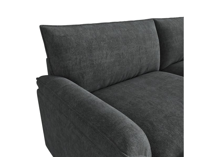Canapé d'angle forme d'angle modulable assise profonde 2 poufs mobiles dossier haut coloris noir format surdimensionné - Conforama D