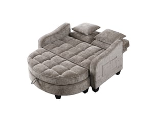Canapé 2 places, avec fonction couchage, avec rangement intégré, avec structure en eucalyptus, coloris marron, l132 x p129 x h93 cm