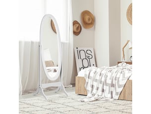 Miroir ovale à poser coloris blanc <strong></strong> <strong></strong> - 48 cm x 46 cm