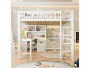Lit mezzanine 140x200 cm <strong></strong>  <strong></strong> coloris blanc