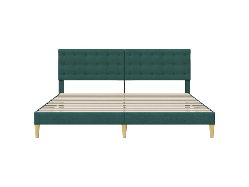  Lit double- lit adulte -  cadre de lit avec tête de lit vert foncé 200 x 200 cm tissu  - Conforama C