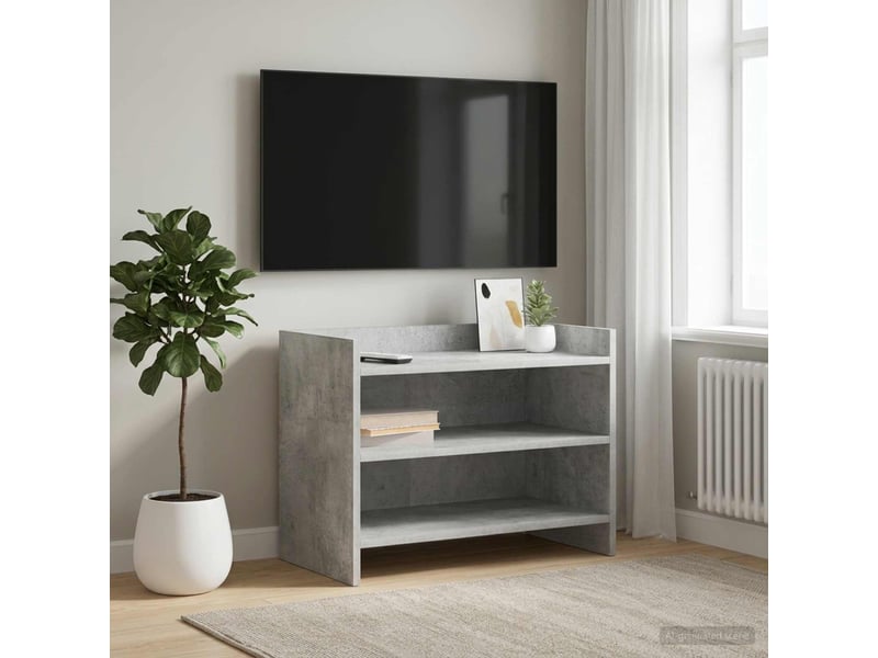  Meuble tv - banc tv - meuble de rangement 60 x 33 x 47 cm gris béton bois d'ingénierie  - Conforama B