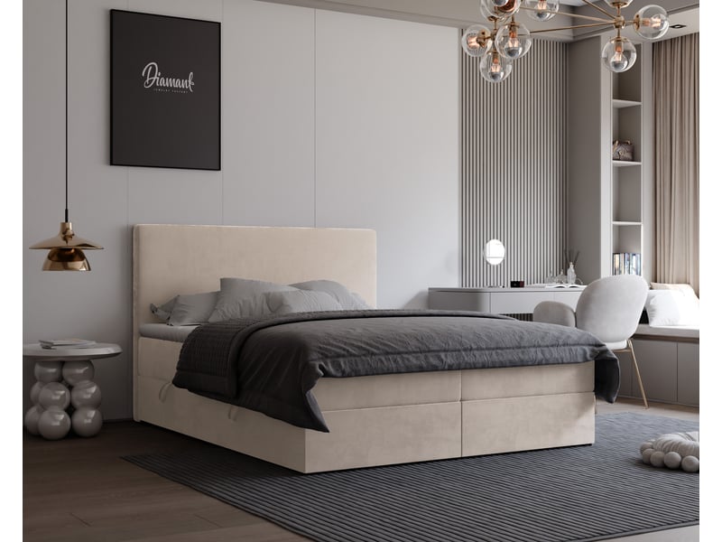  Lit coffre giulia - 180x200 cm - avec matelas et surmatelas - velours dense - beige clair GIULIA - Conforama B