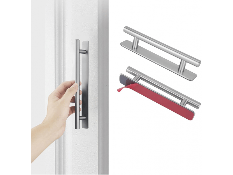  2 poignées adhésives pour meubles - en acier inoxydable sans perçage, pour armoires, réfrigérateurs, tiroirs et portes coulissantes  - Conforama A