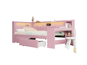 Lit banquette 90x200 cm <strong>SAPGAKS</strong>  <strong></strong> coloris rose
