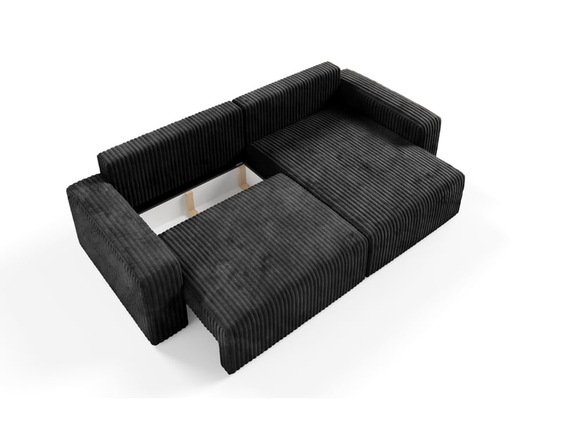  Canapé d'angle convertible cord fano noir  - Conforama E