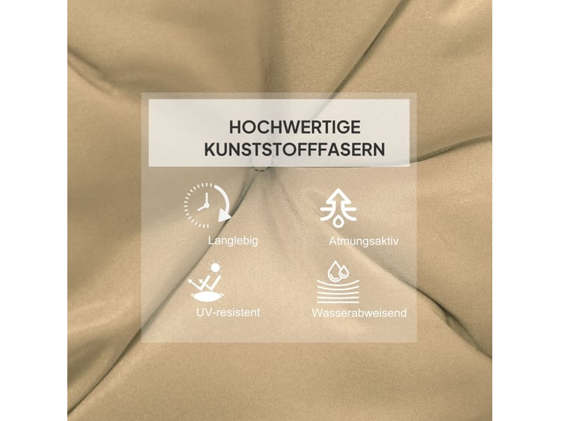  Lot de 2 coussins de chaise 98x50x8 cm avec liens de fixation en tissu khaki  - Conforama E