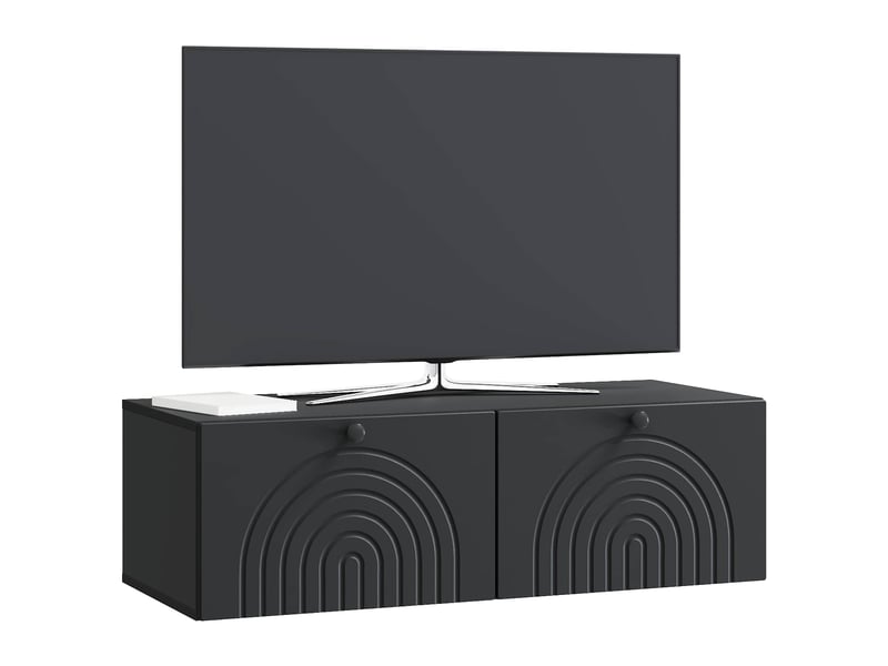  Meuble tv - banc tv - meuble de rangement mural noir 99 x 41 x 30 cm bois d'ingénierie  - Conforama C