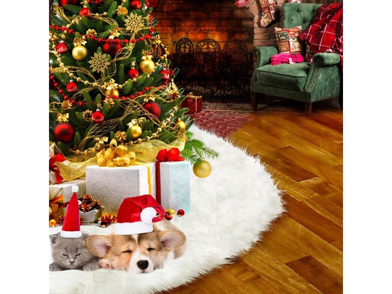  Blanc, 45 x 45cm peau de mouton synthétique,cozy sensation comme véritable laine tapis en fourrure synthétique, fluffy soft longhair décoratif OGS000629LL - Conforama E