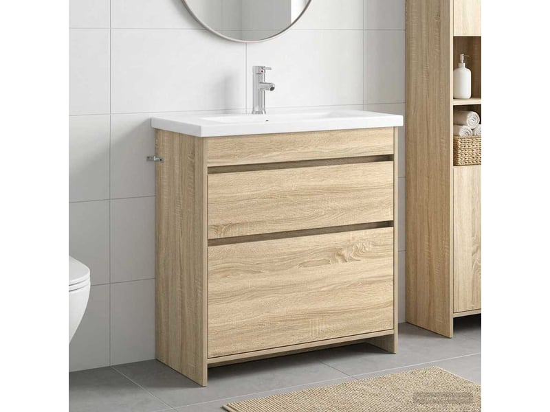  Ensemble de mobilier de salle de bain chêne sonoma shl2780  - Conforama B