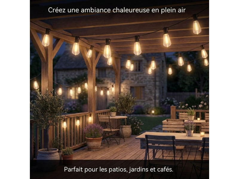  Guirlande lumineuse suspendue exterieur 36,5 m st38 62 ampoules led e12 blanc chaud ip45 414350_AABUE98951_6_DROPFR - Conforama D