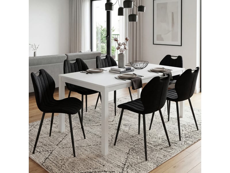  Lot de 6 chaises pio avec poignée en tissu éponge noir  - Conforama B