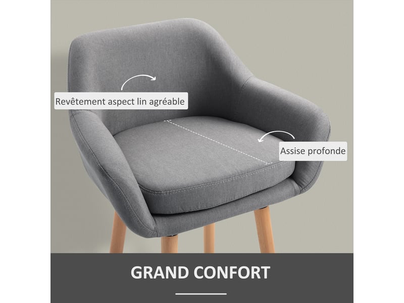  Tabourets de bar design scandinave - lot de 2 tabourets de bar grand confort avec gris repose-pieds foncé  - Conforama E