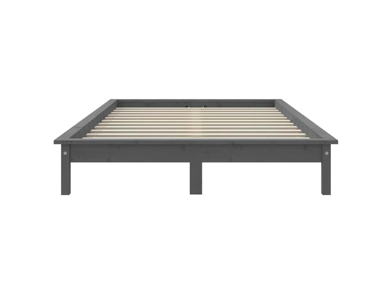  Lit double- lit adulte -  cadre de lit sans matelas gris 200x200 cm bois massif  - Conforama D