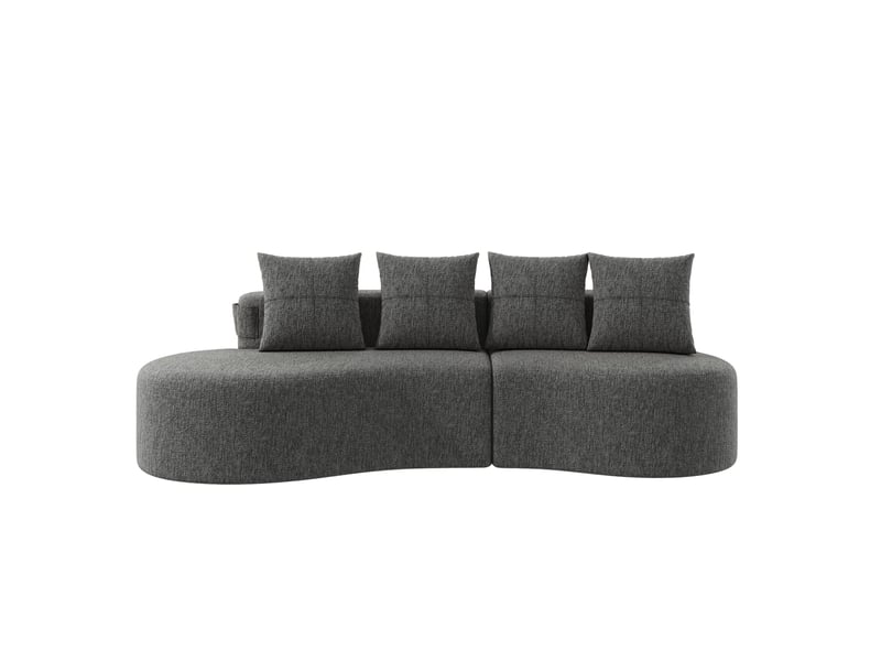  Canapé droit 3 places en tissu coton et lin gris foncé, 240 cm, avec rangement W2845S00252 - Conforama A