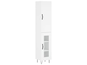 Buffet haut - bahut - meuble de rangement blanc 34,5x34x180 cm bois d'ingénierie