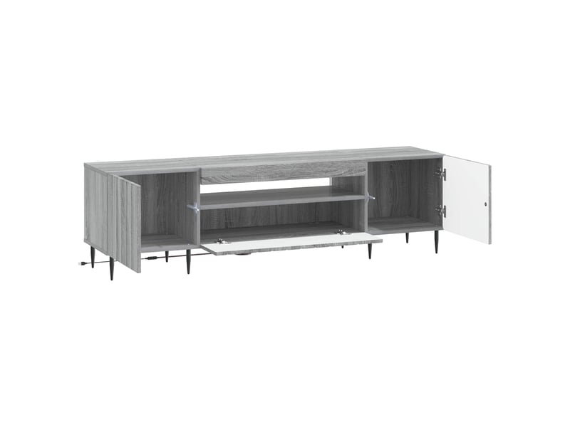  Meuble tv - banc tv - meuble de rangement led sonoma gris bois d'ingénierie  - Conforama E