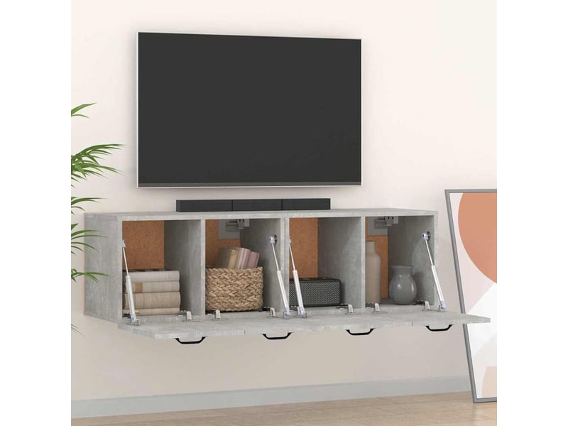  Armoires murales 2 pcs salon gris béton 80x35x36,5cm bois d'ingénierie  - Conforama C