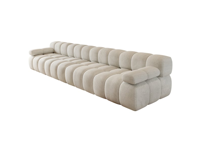  Canapé 4 places sans structure 400x100x68 cm en tissu chenille blanc  - Conforama E