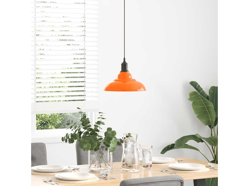  Lampe suspendue, suspension luminaire réglable hauteur e27 orange brillant métal shl89834  - Conforama C