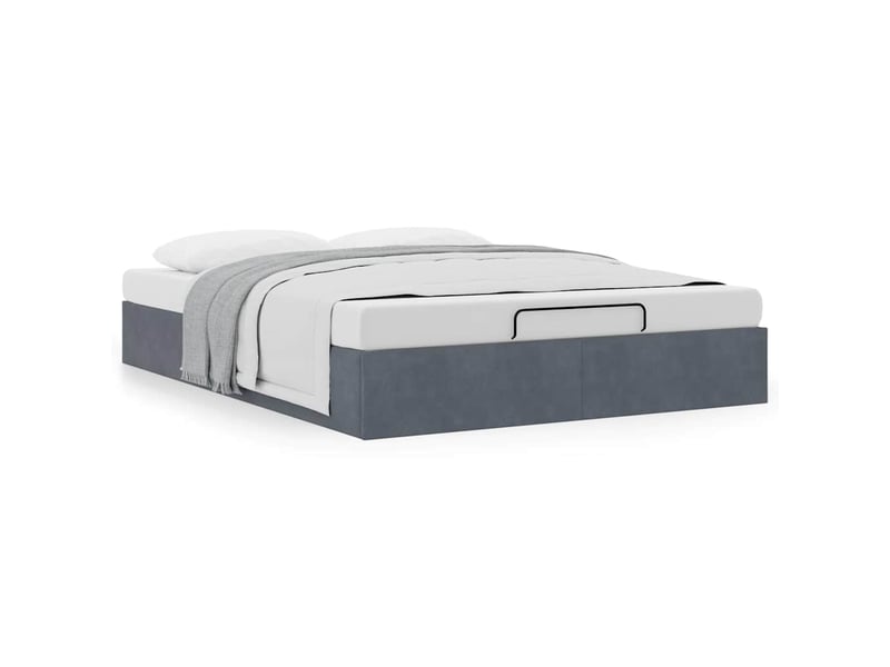  Lit double- lit adulte -  cadre de lit ottoman sans matelas gris foncé 140x190 cm velours  - Conforama C