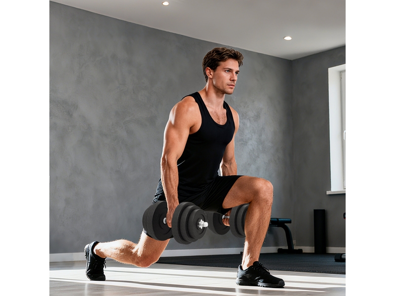  Ensemble haltères musculation 40 kg (4x5, 4x2,5, 4x1,5 kg), réglable, pro, 2 barres acier ø25x450 mm, disques.  - Conforama C