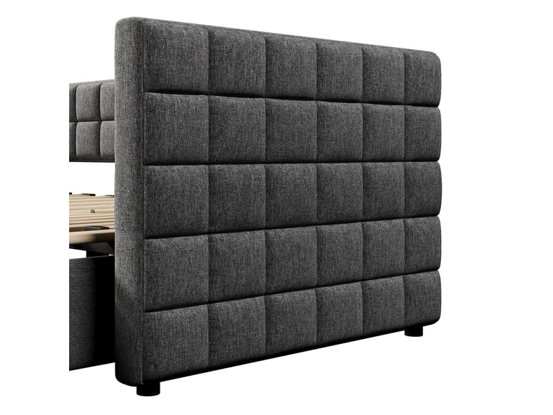  Lit banquette velours gris 90x200 cm, canapé lit extensible 180 avec dossier carré et 2 tiroirs  - Conforama W