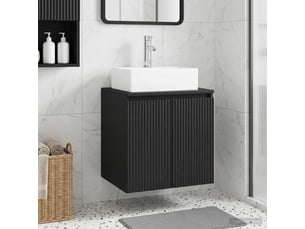 Vanité de lavabo mural, meuble de rangement noir 49.5x41x62.5 cm