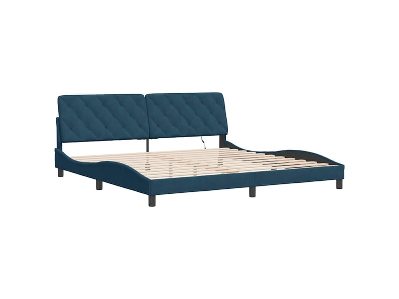  Lit double- lit adulte -  cadre de lit avec led sans matelas bleu 200x200 cm velours  - Conforama B
