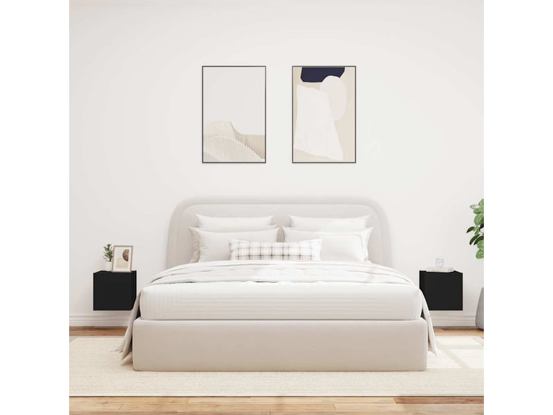 Meubles tv - banc tv - meuble de rangement muraux avec lumières led 2 pcs noir 30,5x35x30 cm  - Conforama D