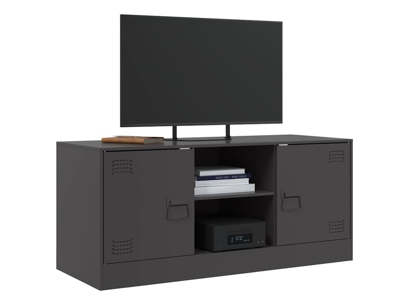  Meuble tv - banc tv - meuble de rangement noir 99x39x44 cm acier  - Conforama D