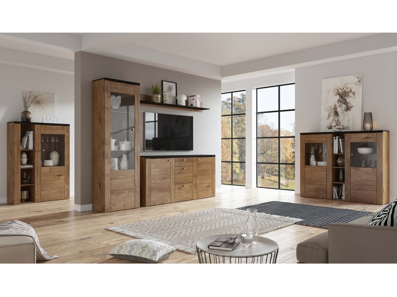 Vitrine voltia avec 2 portes - 155cm - noir bois VOLTIA - Conforama D