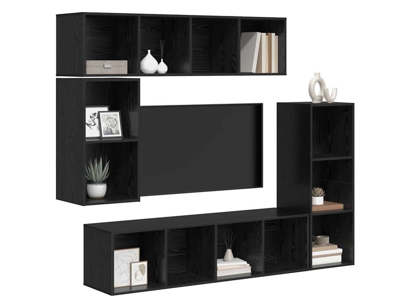  Ensemble meuble tv - banc tv - meuble de rangement 4 pcs chêne noir bois d'ingénierie  - Conforama C