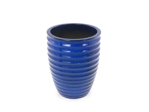 Grand pot de plantes en céramique artisanale (ø 42 cm × 54 cm) bleu roi