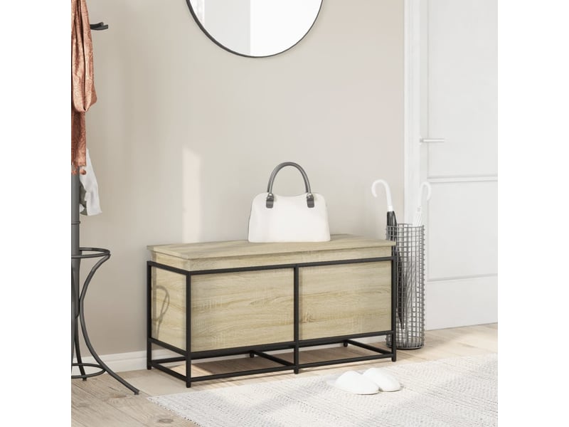 Boîte de rangement, coffre de rangement avec couvercle chêne sonoma bois ingénierie shl784 - Conforama C