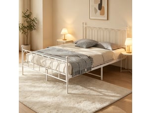 Lit 2 places 140x200 cm <strong>COVREO </strong> <strong></strong> coloris blanc
