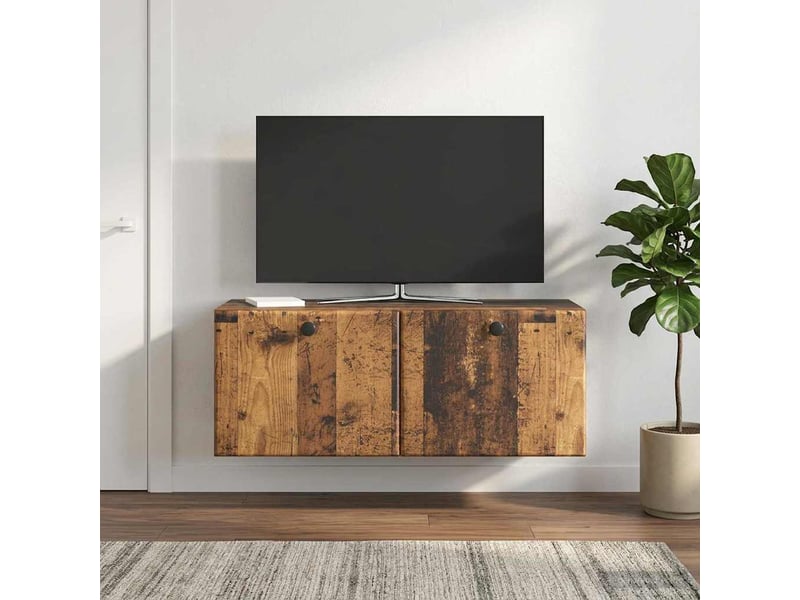  Meuble tv - banc tv - meuble de rangement mural 78,5 x 31 x 30 cm bois ancien bois d'ingénierie  - Conforama D