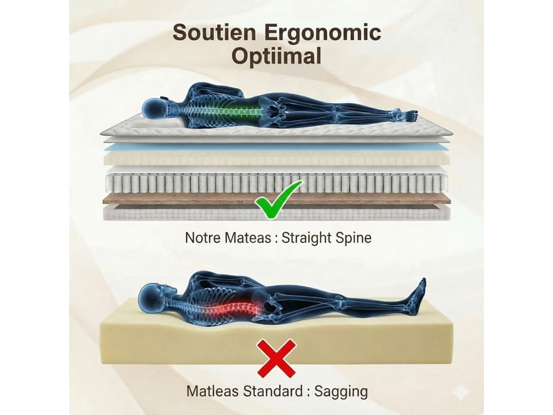  Matelas 160x200cm à 7 zones, soutien très ferme, ressorts ensachés, 25 cm, oeko-tex W5710P461973 - Conforama E
