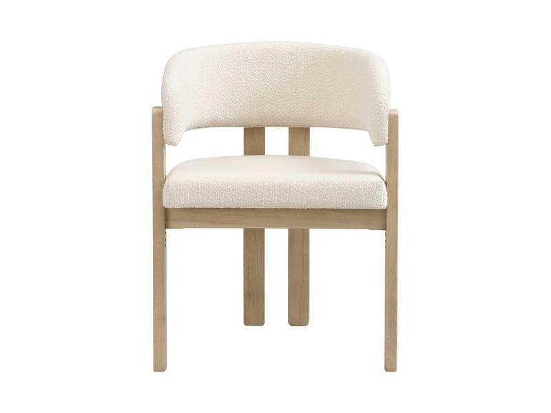 Lot de 4 chaises avec accoudoirs 60x51x80 cm en tissu bouclé beige, naturel - Conforama D